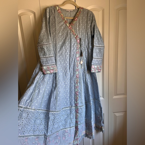 Ansab Jahangir Sky Blue Floral Embroidered Anarkali 3-Piece Size S | Pakistani - Picture 5 of 9